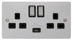 Polished Chrome 13A 2G Ingot Switched Socket With