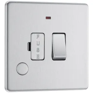 SCREWLESS FLATPLATE BRUSHED STEEL SWITCHED 13A FUS