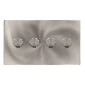 4 GANG 2 WAY 100W DIMMER SWITCH - BRUSHED STEEL
