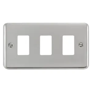 3 Gang GridPro Frontplate - Polished Chrome