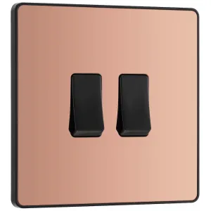 EVOLVE POLISHED COPPER (BLACK) DOUBLE LIGHT SWITCH