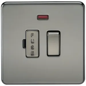 13A Switched Fused Spur Unit with Neon - Black Nic
