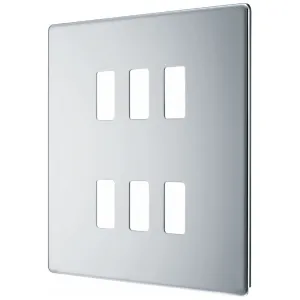 GRID FRONT PLATE SCREWLESS - CHROME - 6 GANG