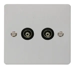 2 Gang Isolated Coaxial Socket  - Black