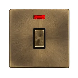 20A INGOT DOUBLE POLE SWITCH WITH NEON - ANTIQUE B