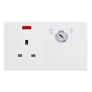 13A 1 GANG DOUBLE POLE KEY LOCKABLE SOCKET WITH NE