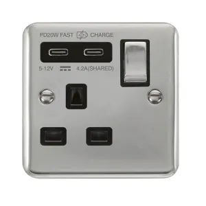 DECO+ 'INGOT' 13A 1 GANG SWITCHED SAFETY SHUTTER S