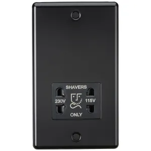 115-230V Dual Voltage Shaver Socket - Matt Black w