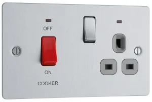 SCREWED FLATPLATE BRUSHED STEEL 45A COOKER CONTROL