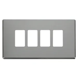 4 Gang GridPro Frontplate - Polished Chrome