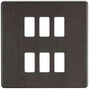 Screwless 6G grid faceplate - smoked bronze