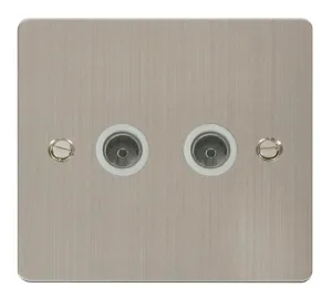 2 Gang Coaxial Socket  - White