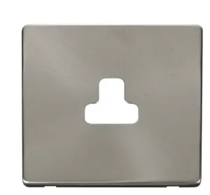 2A Round Pin Socket Outlet Cover Plate - Brushed S
