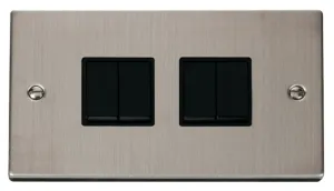 4 Gang 2 Way 10AX Switch - Black