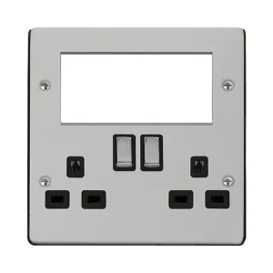 2 GANG 3 PIN SAFETY SHUTTER SWITCHED SOCKET WITH Q