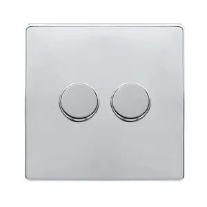 2 GANG 2 WAY 100W DIMMER SWITCH - POLISHED CHROME