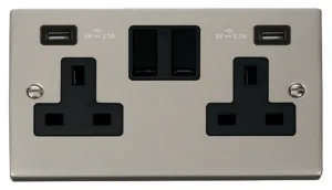 13A 2 Gang Switched Socket With Twin 2.1A USB Outl