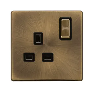 13A INGOT 1 GANG DP SWITCHED SOCKET - ANTIQUE BRAS