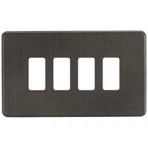 Screwless 4G grid faceplate - smoked bronze
