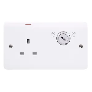 13A 1G DOUBLE POLE KEY LOCKABLE SOCKET WITH LED (T