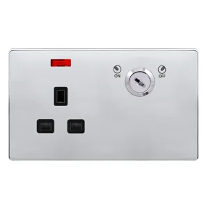 13A 1 GANG DOUBLE POLE KEY LOCKABLE SOCKET WITH NE
