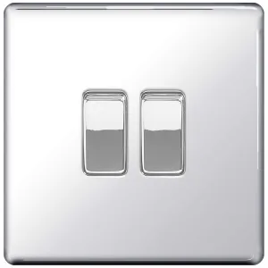 SCREWLESS FLATPLATE POLISHED CHROME DOUBLE SWITCH,
