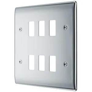 GRID FRONT PLATE METAL NEXUS - CHROME - 6 GANG