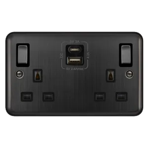 13A INGOT 2 GANG SWITCHED SOCKET OUTLET WITH TYPE