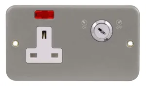 13A 1 Gang DP Key Lockable Socket With Neon