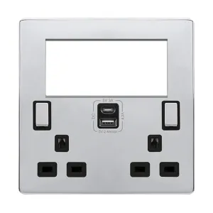 2 GANG 3 PIN SAFETY SHUTTER TYPE A & C USB SWITCHE