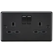 13A 2G DP Switched Socket - Matt Black