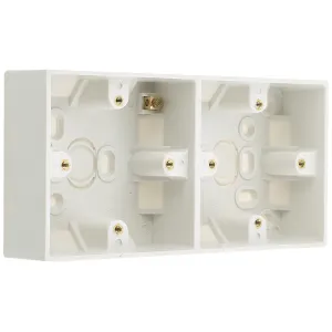 WHITE MOULDED SQUARE EDGE DUAL 1 GANG SURFACE PATR