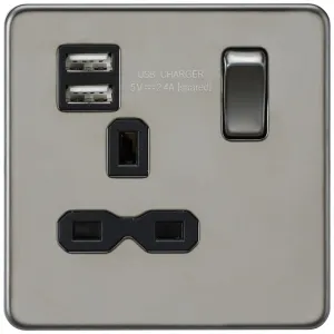 13A 1G SP Switched Socket with Dual USB A+A (5V DC