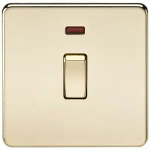20A 1G DP Switch with Neon - Polished Brass