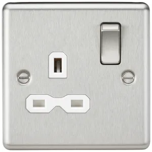 13A 1G DP Switched Socket - Brushed Chrome with Wh