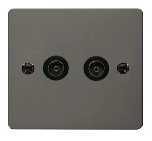 2 Gang Coaxial Socket  - Black