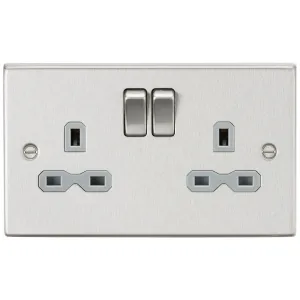13A 2G DP Switched Socket with Twin Earths - Brush
