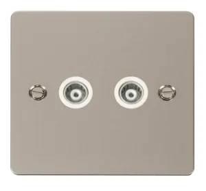 2 Gang Isolated Coaxial Socket  - White