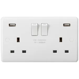 13A 2G DP Switched Socket with Dual USB A+A (5V DC