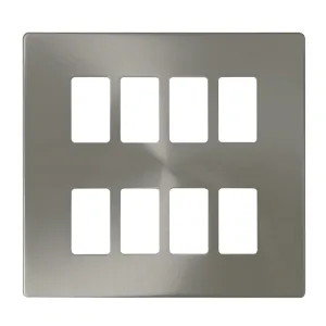 8 Gang GridPro Frontplate - Brushed Stainless