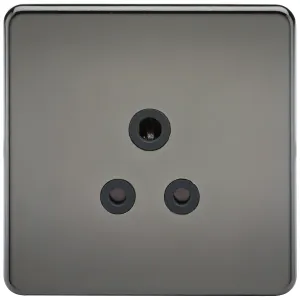 5A Unswitched Socket - Black Nickel with Black Ins