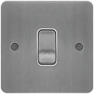 10AX 1G 2WAY SWITCH BRUSHED STEEL WHITE