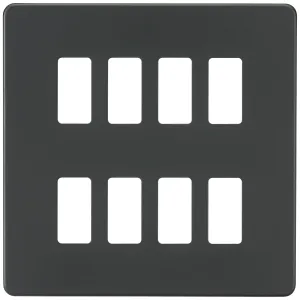 Screwless 8G grid faceplate - anthracite