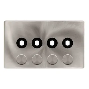 4 GANG UNFURNISHED DIMMER PLATE & KNOBS - BRUSHED