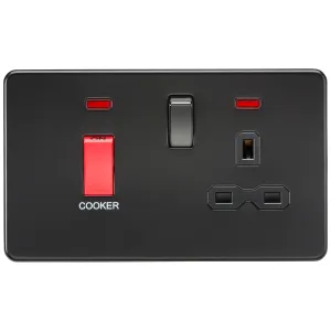 45A DP Switch & 13A Socket with Neons - Matt Black