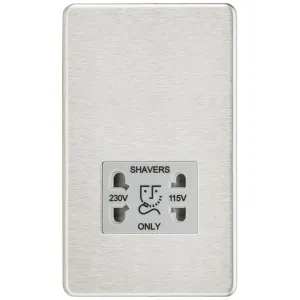 115/230V Dual Voltage Shaver Socket - Brushed Chro