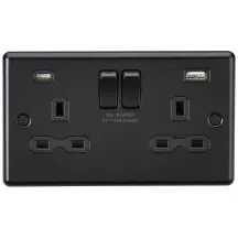 13A 2G SP Switched Socket with Dual USB A+C (5V DC