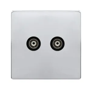 TWIN ISOLATED COAXIAL OUTLET - POLISHED CHROME COV