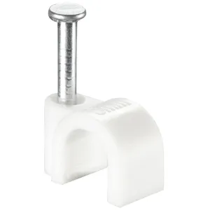 WHITE ROUND CABLE CLIP 6MM QTY 50