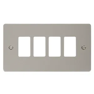 4 Gang GridPro Frontplate - Pearl Nickel